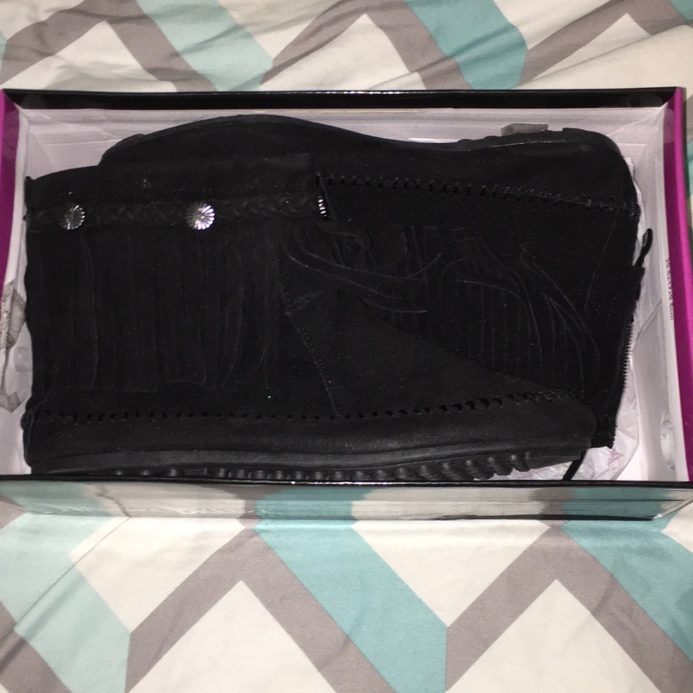 Black Fringe Booties